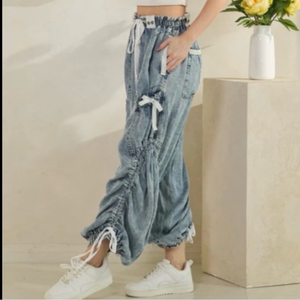 NEW - Oli & Hali Light Blue Denim Jogger Pants - Picture 3 of 6